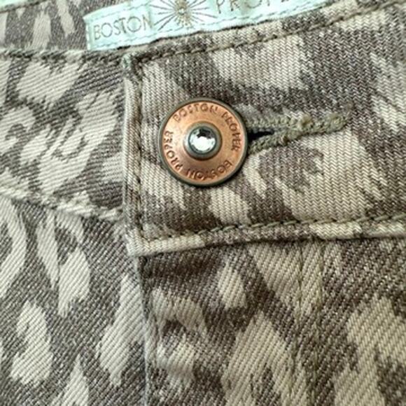 Boston Proper Printed Slim Straight Pants Taupe Beige Size 8 Cotton Blend - Picture 4 of 7